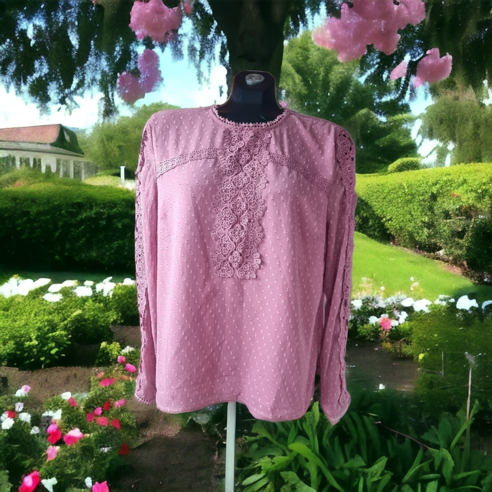 PINKBLUSH Lace Long Sleeve Blouse